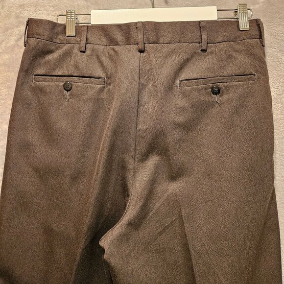 George Pants Mens 34x30 Dark Grey Slacks Pleasted Cuffed hidden elastic - Picture 9 of 16